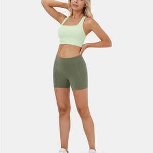 Halara seamless moss green shorts, size 10. Worn once
